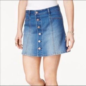 ADORABLE denim mini skirt - button down A-line